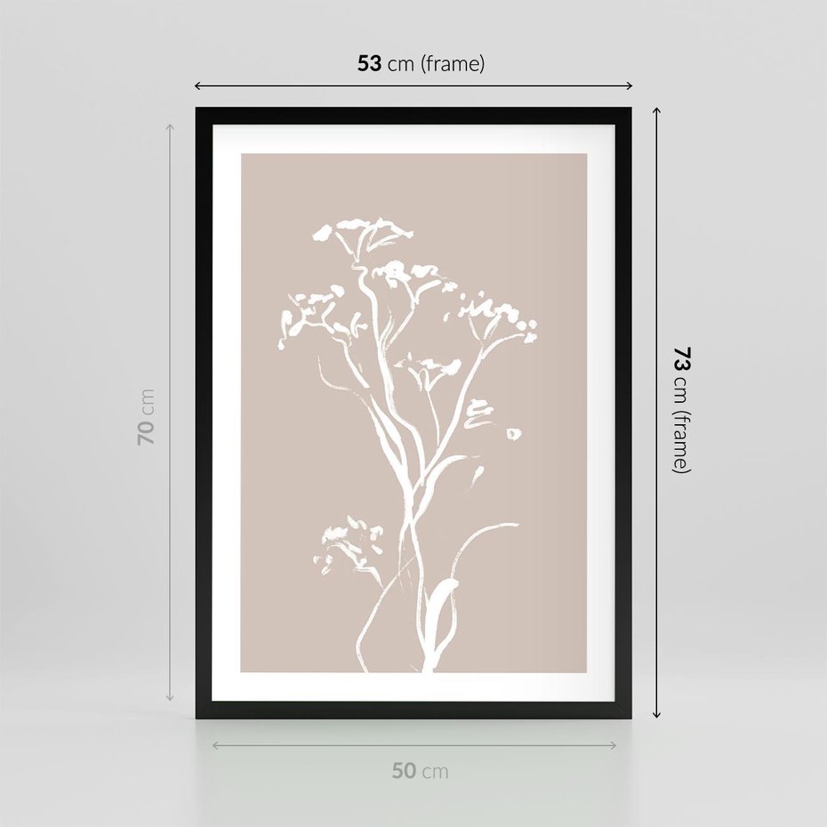 Plakat w ramie 50x70 - Harmonijne Mini Boho - minimalistyczny delikatny obraz, beżowe odcienie - rama czarna