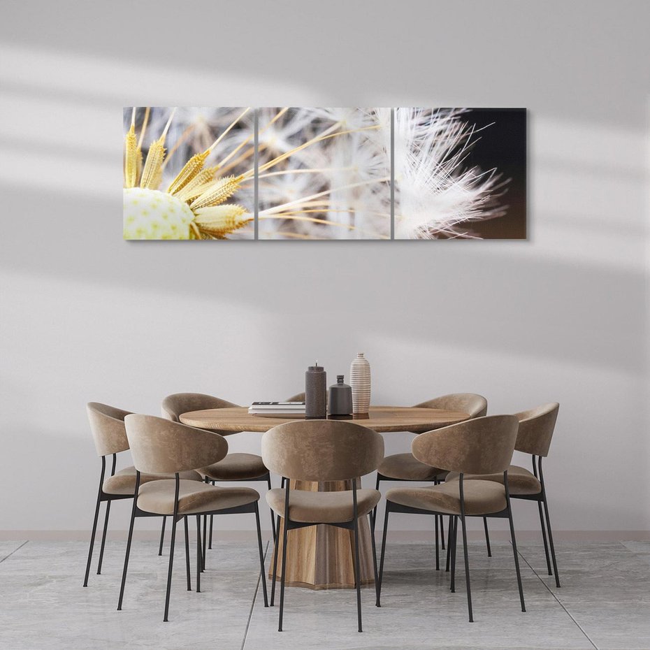Obraz na płótnie 120x40 - Dmuchawiec: lekkość natury - dmuchawiec, natura