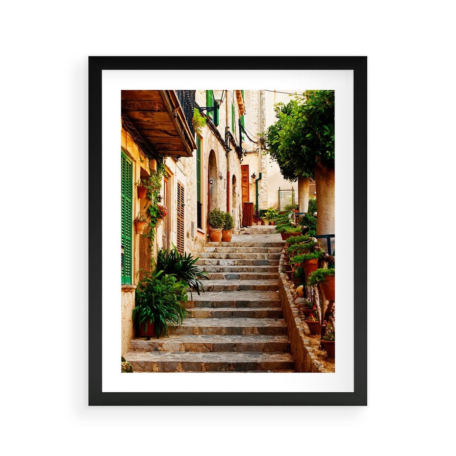 Plakat w ramie 40x50 - Uroczysta perspektywa uliczki - uliczka, perspektywa - rama czarna