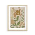 Plakat w ramie 30x40 - Beżowo i Roślinnie - nowoczesny plakat, roślinność - rama drewno