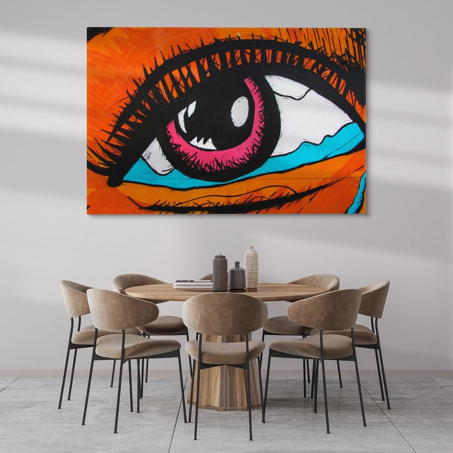 Obraz na płótnie 100x70 - Artystyczne spojrzenie: oko w graffiti - oko, graffiti