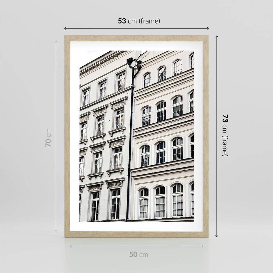 Plakat w ramie 50x70 - Urok Starej Kamienicy - budynki, miasto - rama drewno