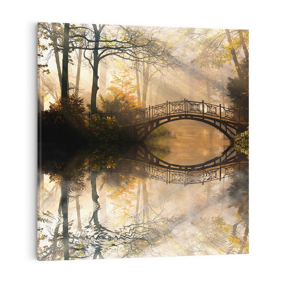 Obraz na płótnie 70x70 - Romantyczny Mostek - mostek, romantyczny