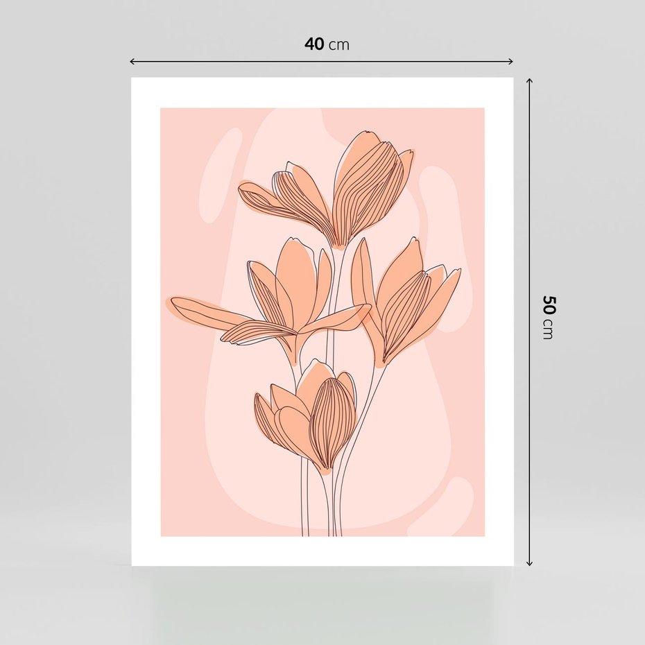 Plakat bez ramy 40x50 - Przenikające Kształty - minimalistyczny plakat, pudrowe kwiaty