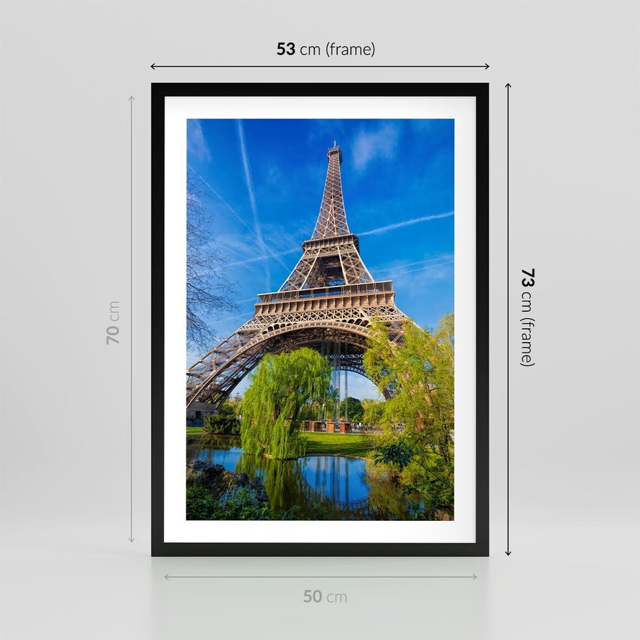 Plakat w ramie 50x70 - Wieża Eiffla w Paryżu - Eiffla, Paryż - rama czarna