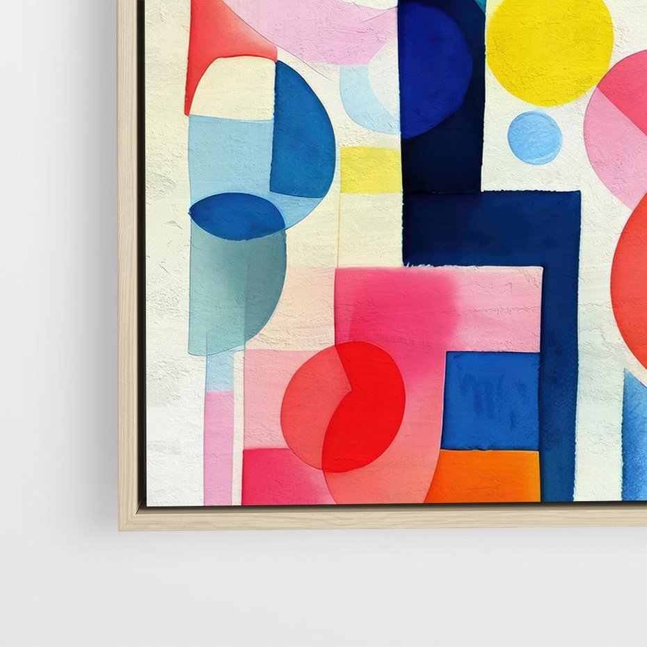 Obraz w ramie 80x80 - Księga Akwarelowych Przeniknięć - abstrakcyjny obraz, różne kolorowe kształty - rama drewno