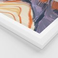 Plakat w ramie 30x40 - Pokreślony Świat - abstrakcyjne formy, odcienie pomarańczu i fioletu - rama biała