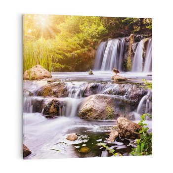 Obraz na płótnie 70x70 - Moc Natury - wodospad, rzeka