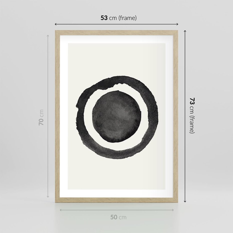 Plakat w ramie 50x70 - Bezgraniczne Widoki - abstrakcyjne plamy okręgi, akwarelowe - rama drewno