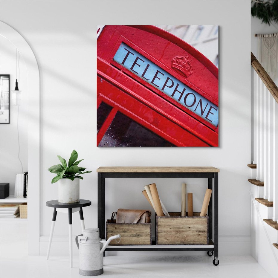 Obraz na płótnie 80x80 - Budka Telefoniczna Londyn - Ikona Brytyjskiego Stylu - budka, telefoniczna