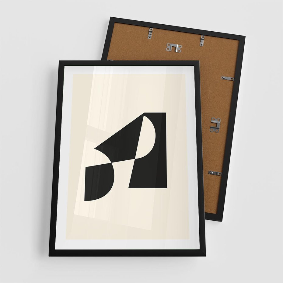 Plakat w ramie 50x70 - Rozświetlony Cień - abstrakcyjna sztuka, geometria - rama czarna