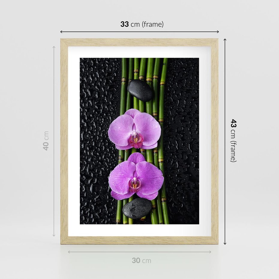 Plakat w ramie 30x40 - Japońskie Spa w Otoczeniu Storczyków - storczyk, spa - rama drewno