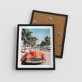 Plakat w ramie 40x50 - Retro Przejażdżka - pomarańczowy retro samochód, kabriolet - rama czarna