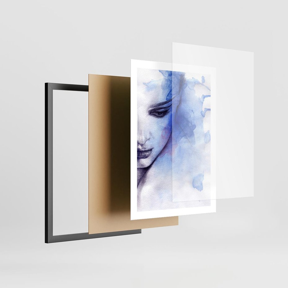 Plakat w ramie 50x70 - Graficzna magia kobiecej twarzy - grafika, kobieta - rama czarna