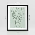 Plakat w ramie 40x50 - Spokojne Objęcia Natury - abstrakcja, zielony szkic - rama czarna