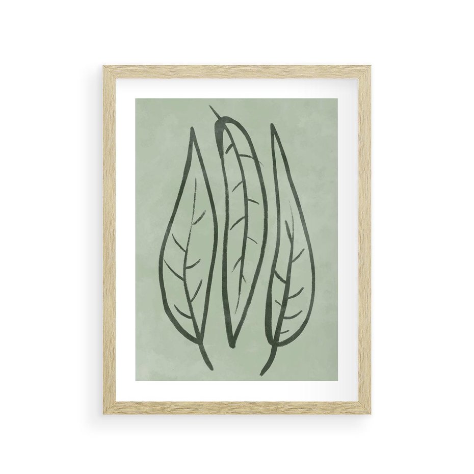 Plakat w ramie 30x40 - Energetyczne Ekspresje Natury - zielony plakat, roślinne motywy - rama drewno