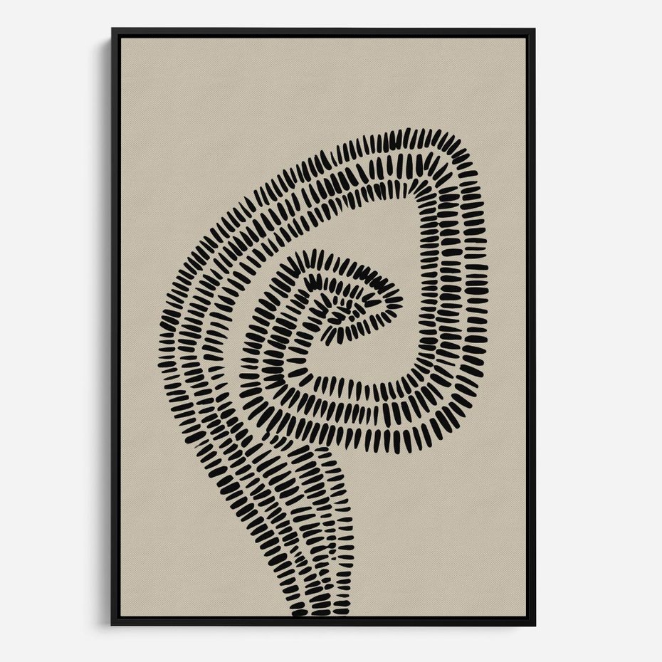 Obraz w ramie 50x70 - Nowoczesne Spektrum Wyobraźni - boho plakat, czarne kropki kreski - rama czarna