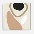 Obraz w ramie 50x50 - Beżowa Synergia - beżowa abstrakcyjna kompozycja, czarny akcent - rama biała