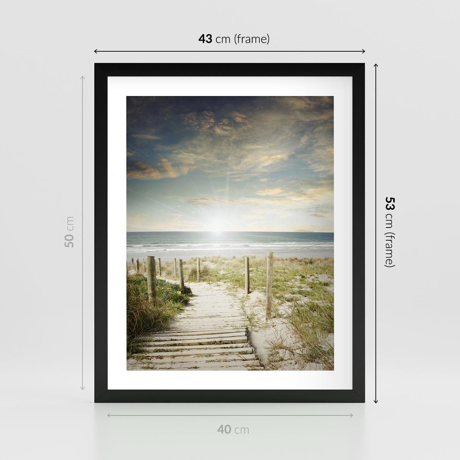 Plakat w ramie 40x50 - Błękitne morze na pomostach - morze, pomost - rama czarna