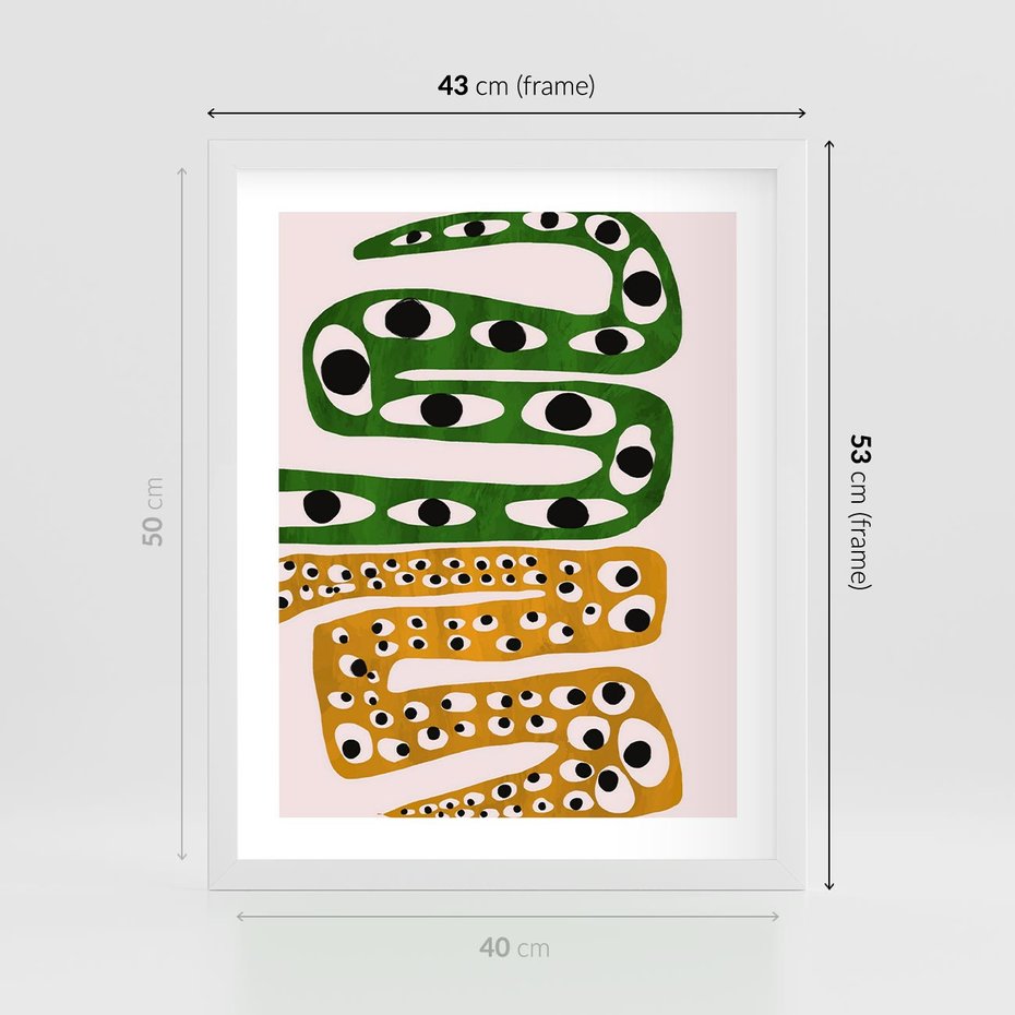 Plakat w ramie 40x50 - Mroczne Wypaczenia - abstrakcyjny obraz, dziwne kształty - rama biała