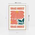 Obraz w ramie 50x70 - Retro Radość - typografia, wesołe kwiaty - rama drewno