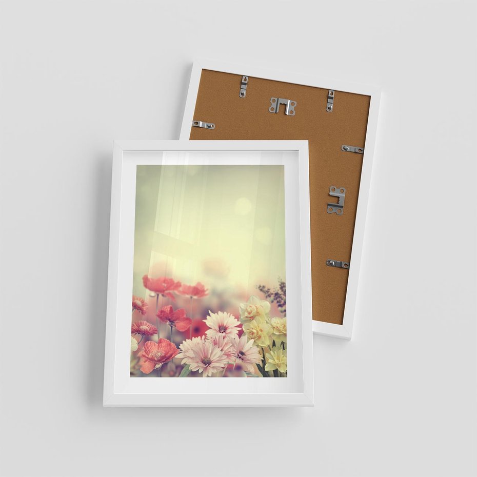 Plakat w ramie 30x40 - Delikatne kwiaty pastelowe - kwiaty, pastelowe - rama biała