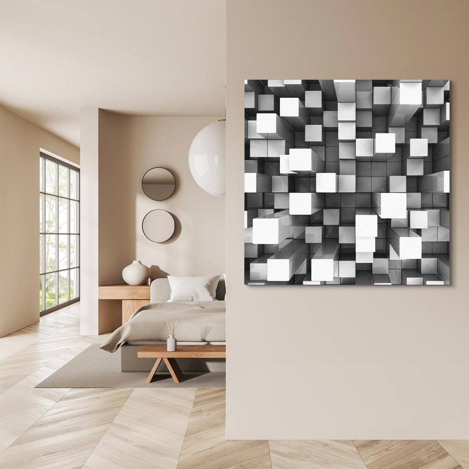 Obraz na płótnie 60x60 - Abstrakcyjne światy: 3D w kwadratach - 3D, abstrakcja