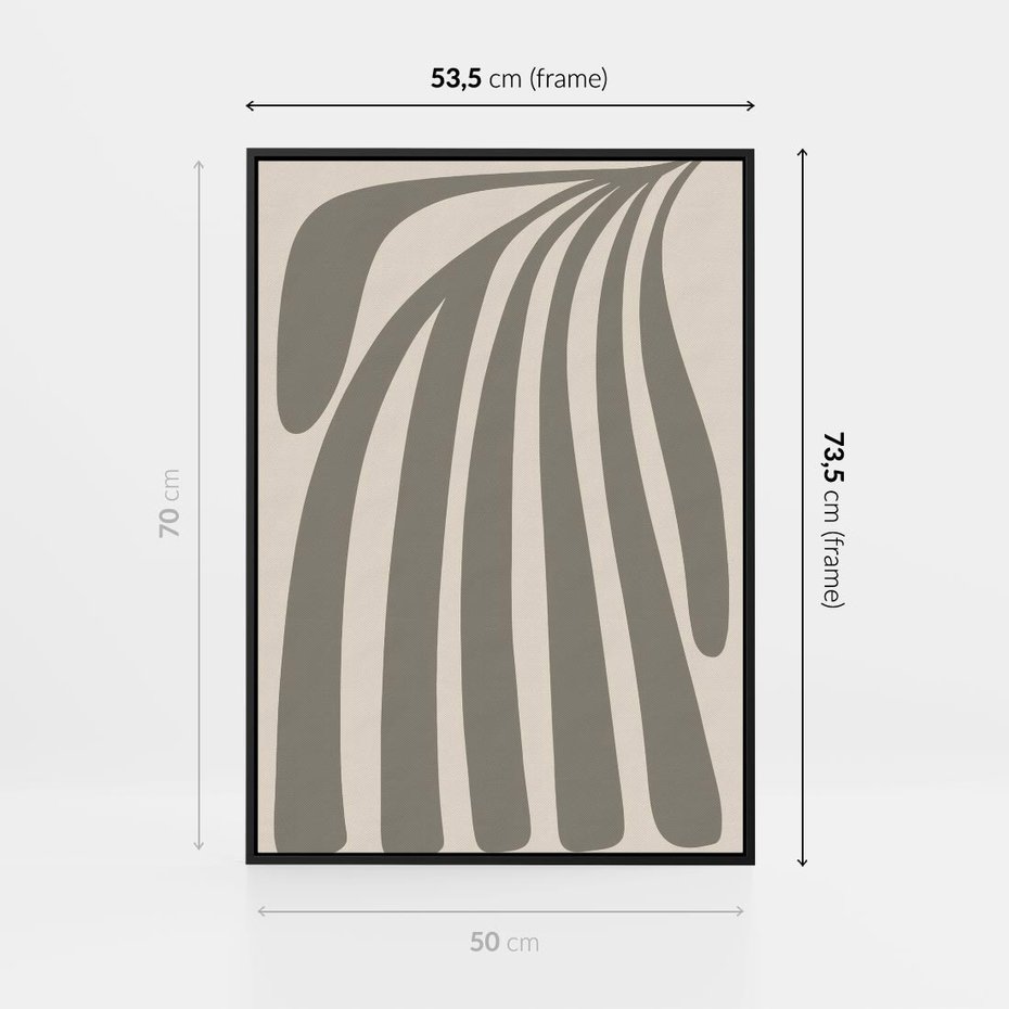 Obraz w ramie 50x70 - Beżowa Delikatność - nowoczesna sztuka, plakat modern - rama czarna