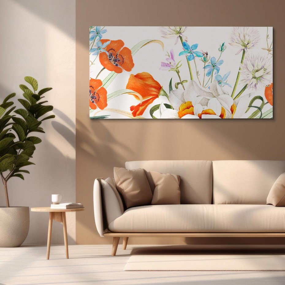 Obraz na płótnie 120x60 - Polne Kwiaty - polne kwiaty, na białym tle