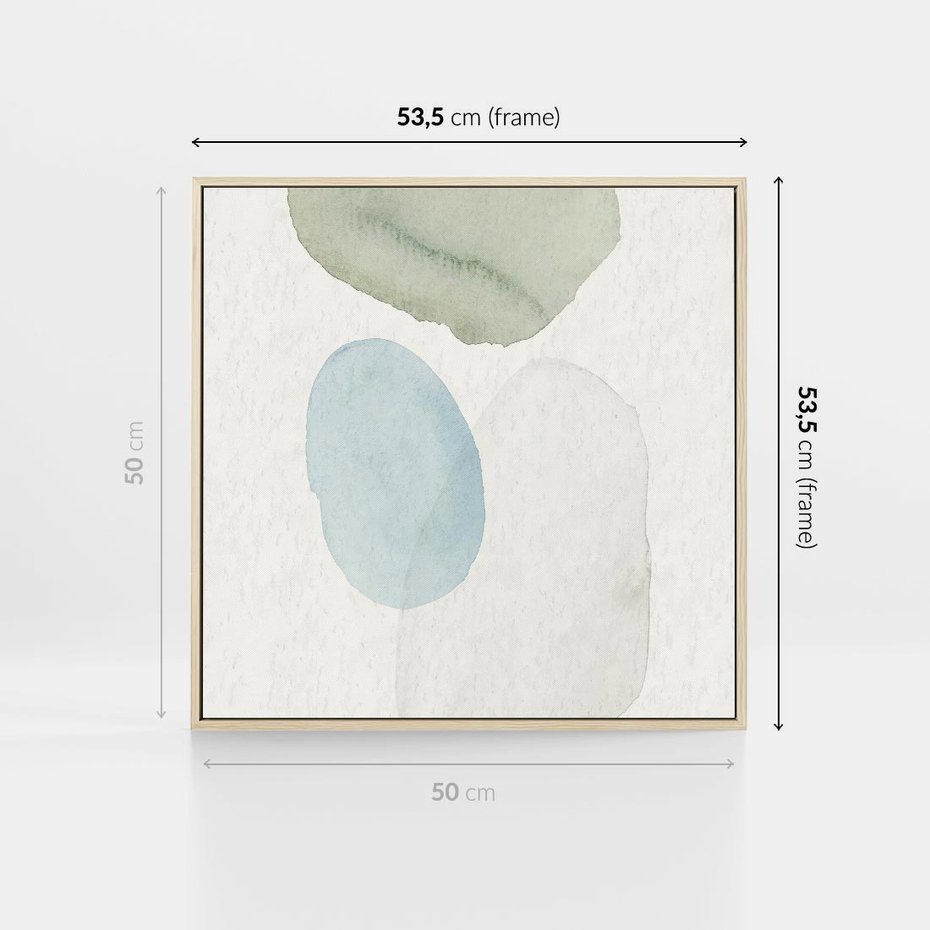 Obraz w ramie 50x50 - Akwarelowa Symfonia Natury - abstrakcyjne delikatne plamy, akwarelowe - rama drewno