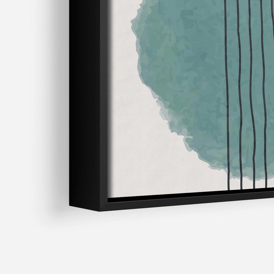 Obraz w ramie 50x50 - Podróżne Inspiracje - abstrakcyjna akwarelowa plama, nieregularne kreski - rama czarna