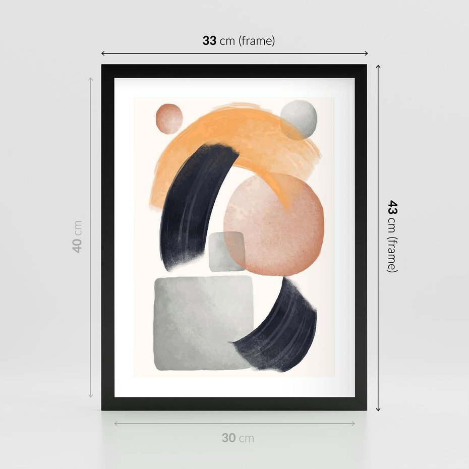 Plakat w ramie 30x40 - Graficzna Kreatywność - abstrakcyjna grafika, plamy - rama czarna