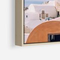 Obraz w ramie 120x80 - Błękit Morza i Białe Domki - Santorini, wyspa - rama drewno