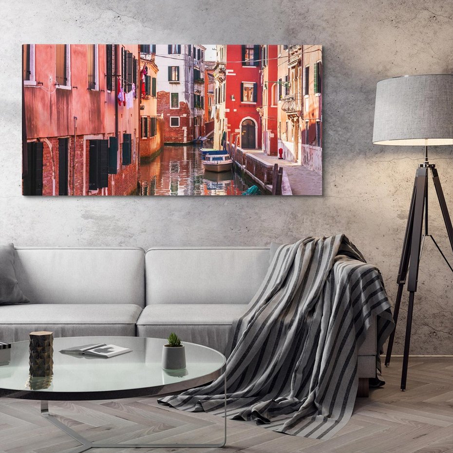 Obraz na płótnie 120x60 - Przejażdżka gondolą przez Wenecję - Wenecja, kanały