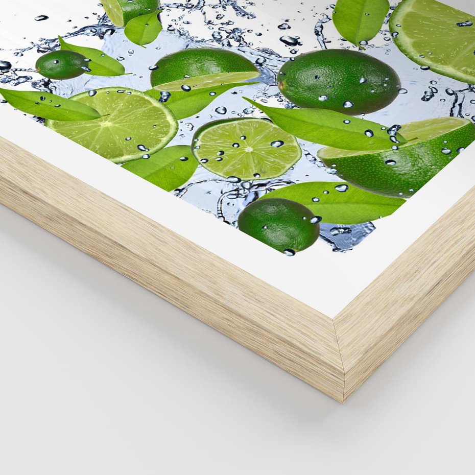 Plakat w ramie 50x70 - Cytrusowa Świeżość - limonki, cytryny - rama drewno