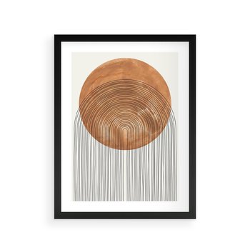 Plakat w ramie 40x50 - Konturem Kształtowane - koło, boho styl - rama czarna