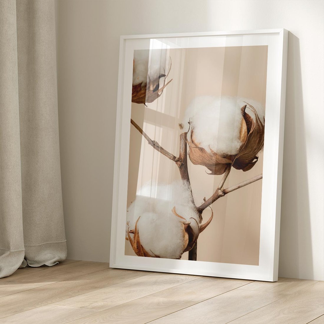 Plakat w ramie 40x50 - Bawełniana melancholia - bawełna, suche - rama biała