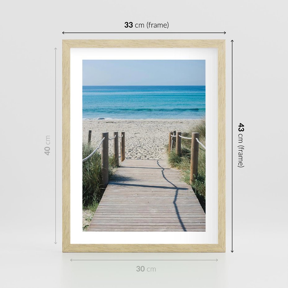 Plakat w ramie 30x40 - Żywa Natura - plaża, morze - rama drewno