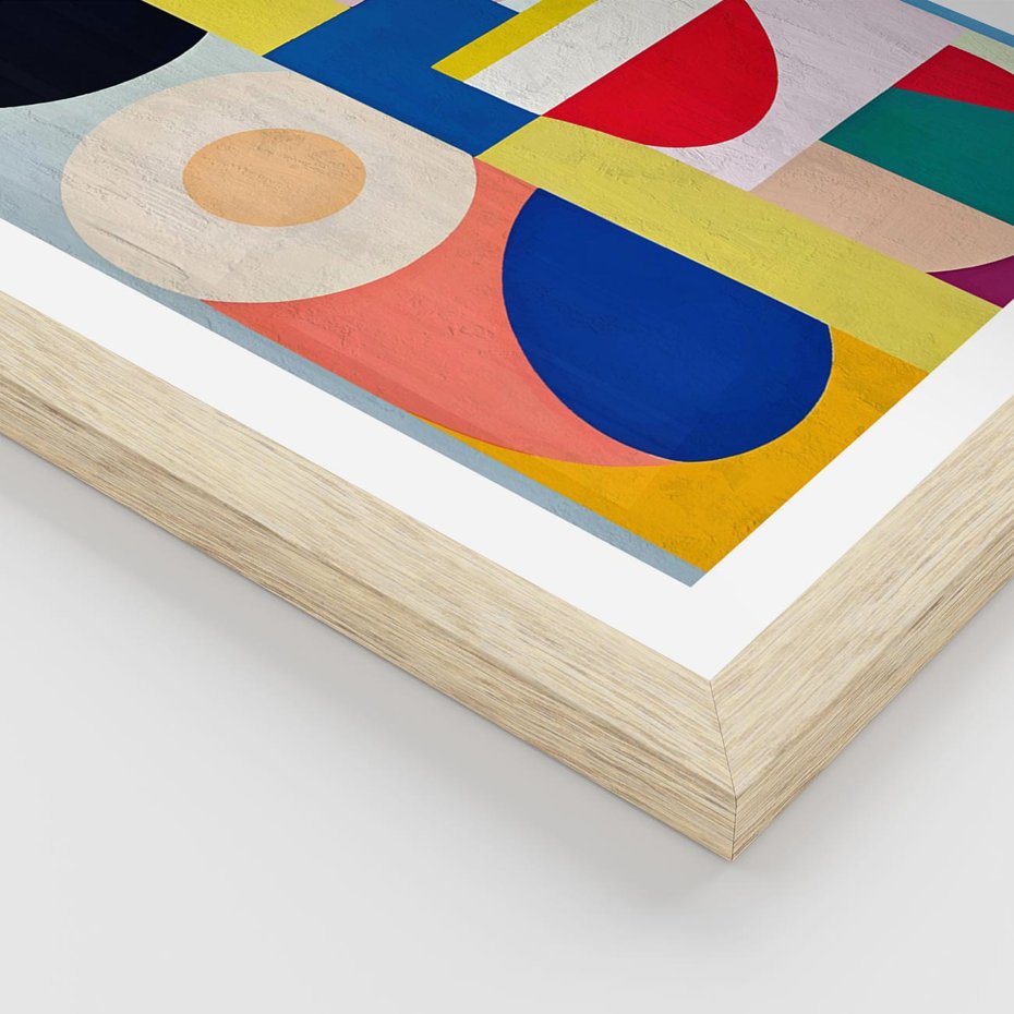 Plakat w ramie 40x50 - Harmonia Kolorowych Impulsów - abstrakcyjne geometryczne kształty, olejny obraz - rama drewno