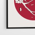 Obraz w ramie 70x50 - Esencja Zen - kwiatnąca wiśnia, orientalna grafika - rama czarna