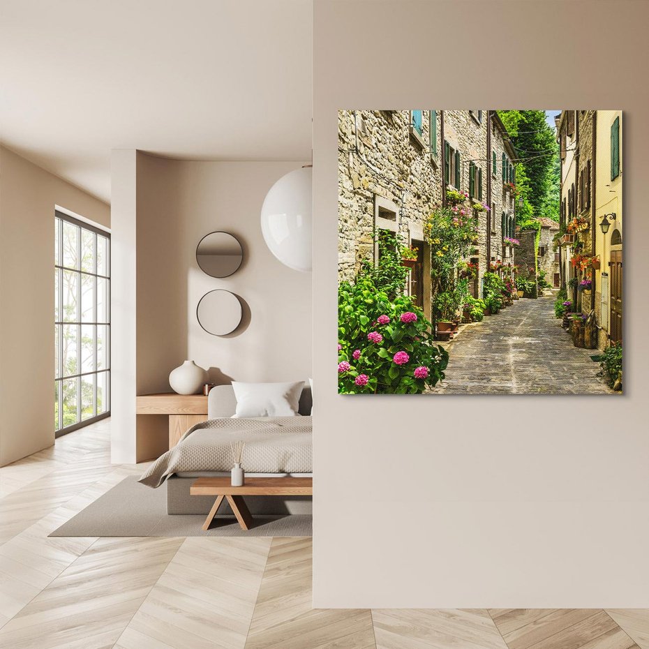 Obraz na płótnie 30x30 - Spacer po Złotej Alei - uliczka, perspektywa