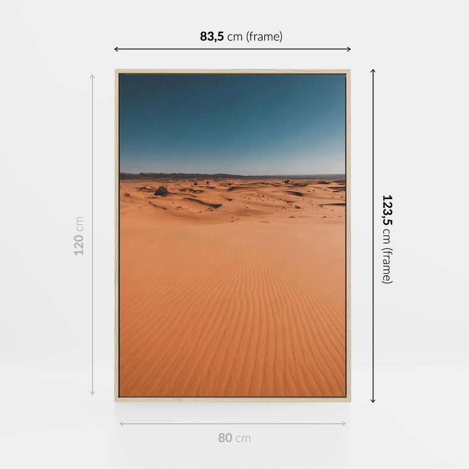 Obraz w ramie 80x120 - Piasek w Przytulnym Wnętrzu - pustynia, piasek - rama drewno