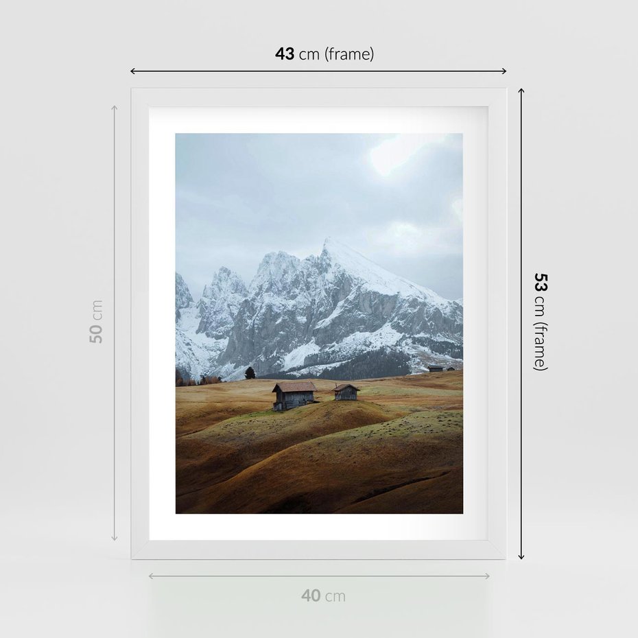 Plakat w ramie 40x50 - Odkryj Ich Urok - góry, skandynawia - rama biała