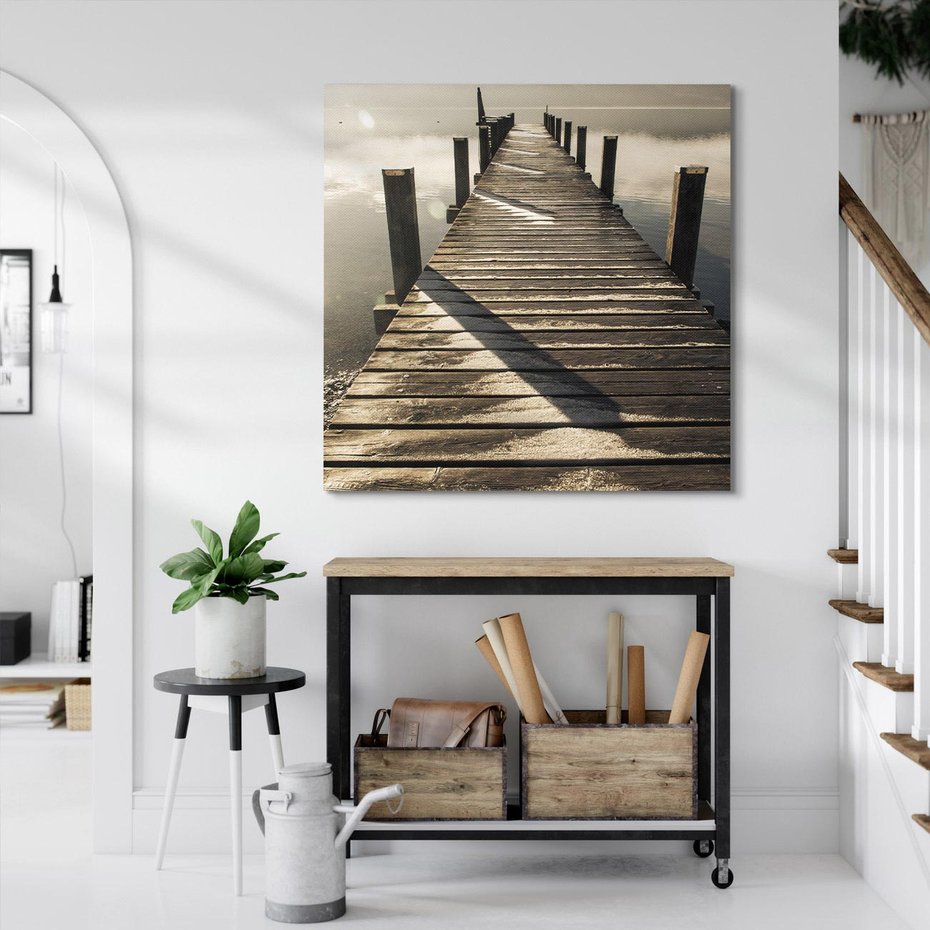 Obraz na płótnie 60x60 - Pomost nad jeziorem - pomost, jezioro