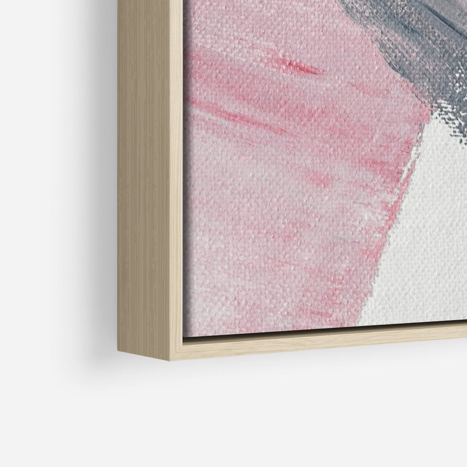 Obraz w ramie 70x100 - Kontrastujący Ruch Emocji - abstrakcyjne pasy farby, kolory róż szary czarny - rama drewno