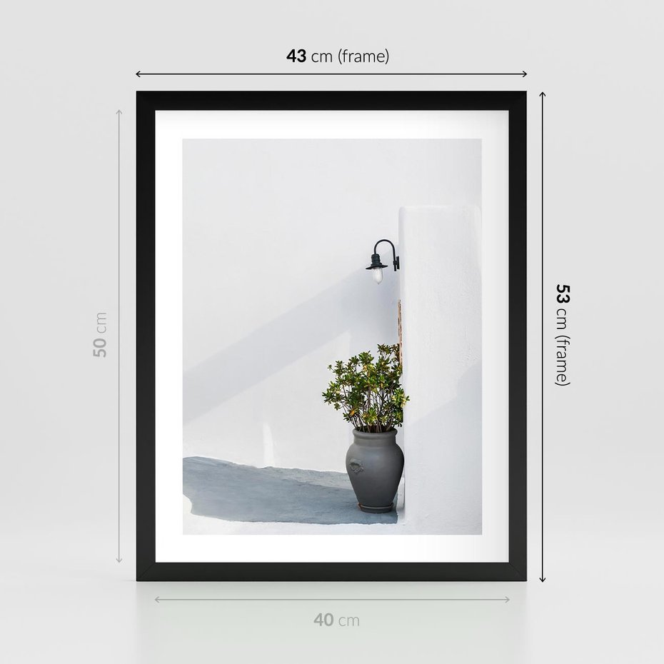 Plakat w ramie 40x50 - Błękitne wybrzeże - Santorini, Grecja - rama czarna