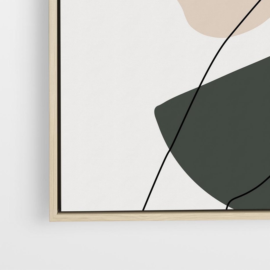 Obraz w ramie 80x80 - Rozkwitająca Opowieść - szkic jedną linią, one lone - rama drewno