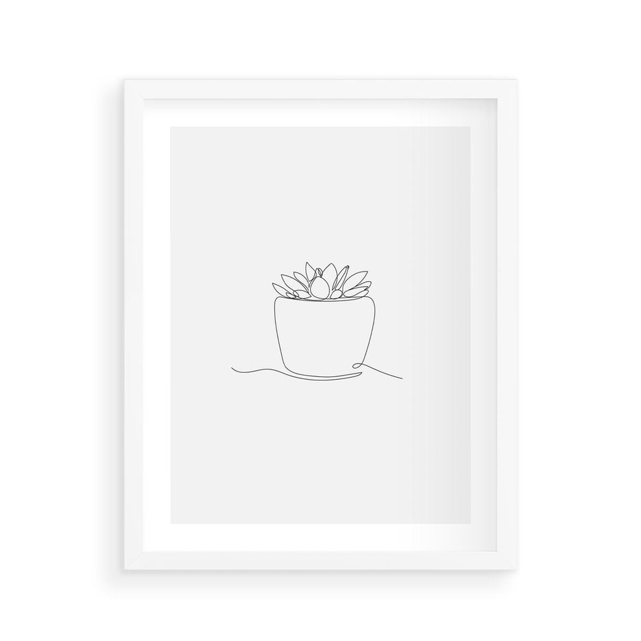Plakat w ramie 40x50 - Rozkwitające Echa - szkic, minimalizm - rama biała