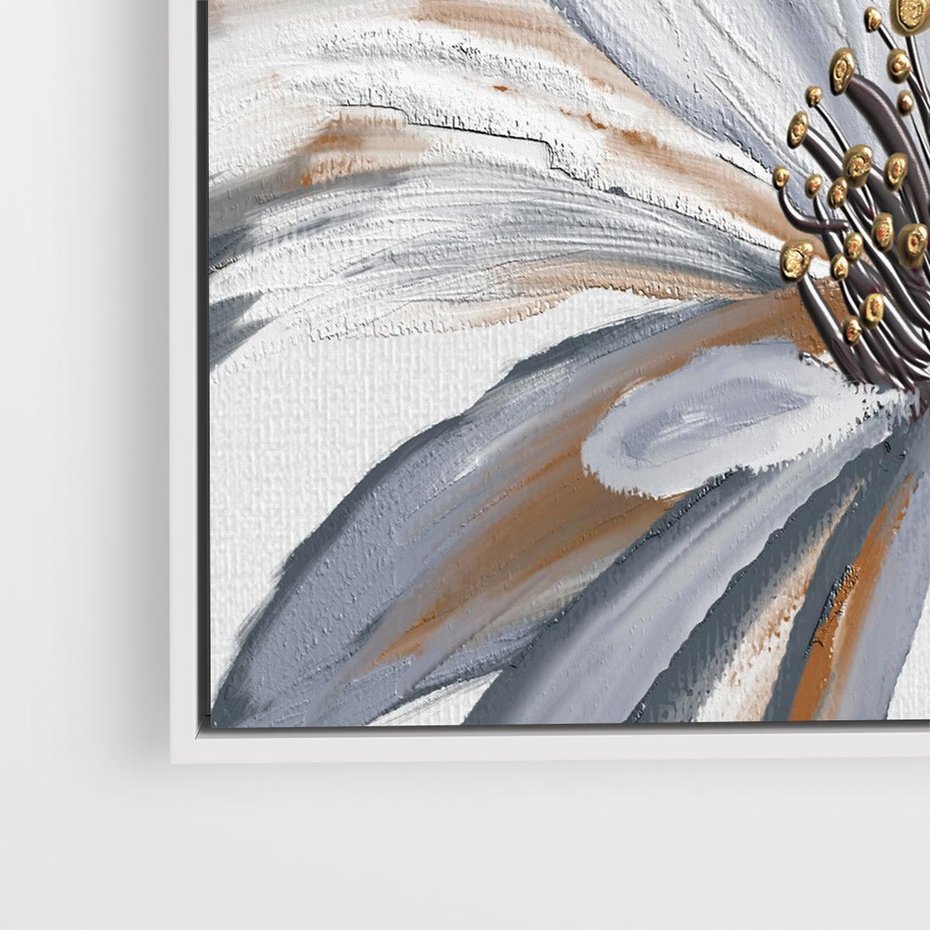 Obraz w ramie 50x50 - Olejne kwiaty - wyraz emocji - kwiaty, malowane - rama biała