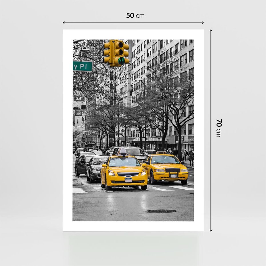 Plakat bez ramy 50x70 - Taksówki w Nowym Jorku - taksówki, Nowy Jork